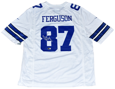 JAKE FERGUSON SIGNED AUTOGRAPHED DALLAS COWBOYS #87 WHITE NIKE