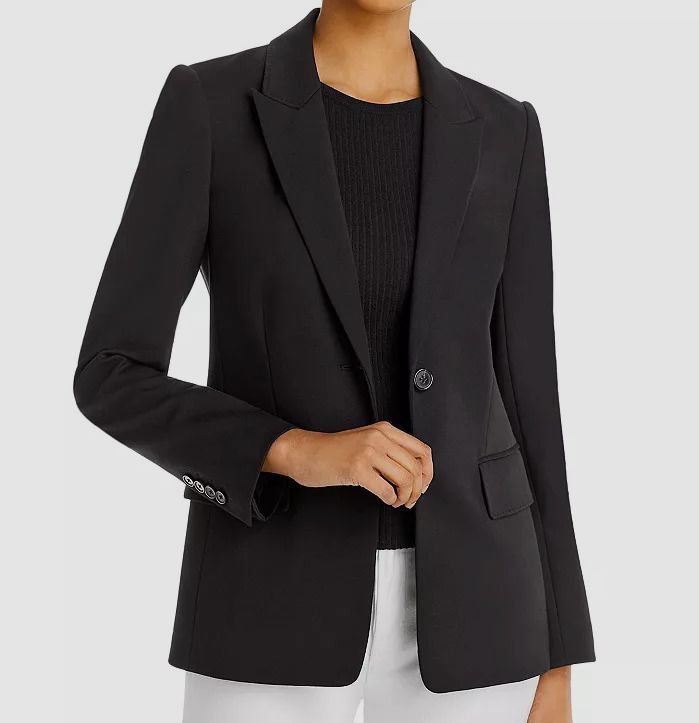 $399 Kobi Halperin Women's Black Collette Double-Knit Blazer Jacket Coat Size M