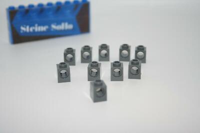 Lego (c) 10x 1x1 Stein m. Loch - 6541 - dunkelgrau - dark bluish gray - Technic