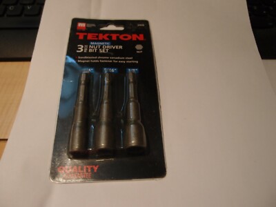 TEKTON 2906 Magnetisches Nussschraubendreher-Set, 3-teilig – Chrom-Vanadium-Stahl, Sandgestrahlt, 1/4 Zoll Sechskant