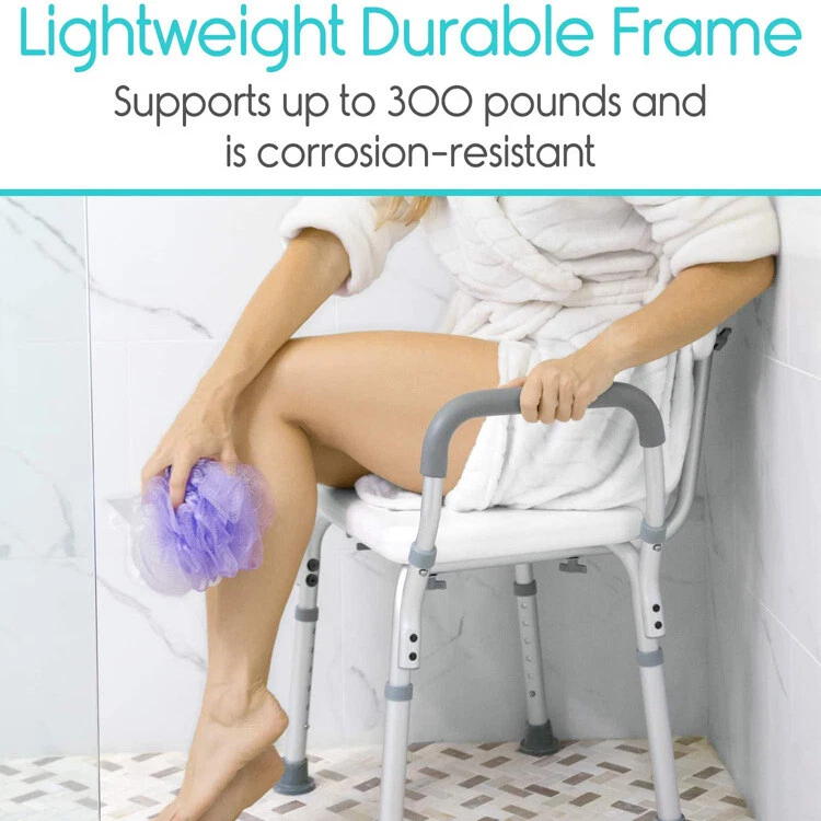Silla de Ducha Baño Banco Taburete para Interior Bañera Acolchado 500 Lbs Altura Ajustable Foto 4 de 4