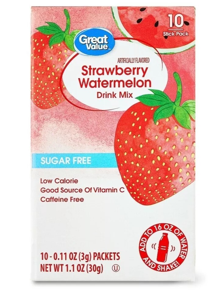 6 BOXES - Great Value Strawberry Watermelon Drink Mix Sugar