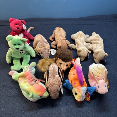 Ty Beanie Baby Lot of 11 Babies Variety W/Tags, Some RARE!