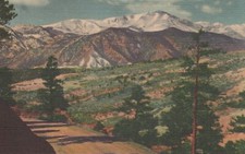 rampart Range Road Pikes Peak Region Colorado Vintage Linen Postcard