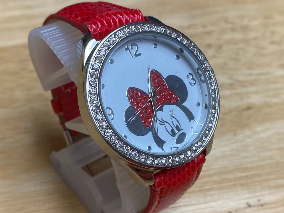 Reloj de Cuarzo Analógico Disney Mickey By Accutime Plata Estrás ~ Batería Nueva Foto 3 de 4