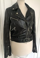 Patrizia Pepe Studded Leather Jacket Size S