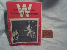 1948 WISCONSIN STATE HIGH SCHOOL BASKETBALL TOURNAMENT PROGRAM w/TICKET STUB