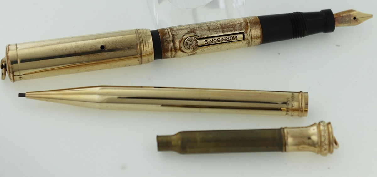 Stylo Plume Ancien Morrison - Plaqué Or 14 Carats, Longueur 13.3 Cm, à Restaurer