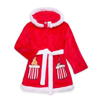 Girl's Mrs. Claus Minky Fleece Christmas Santa Hooded Bathrobe, Robe