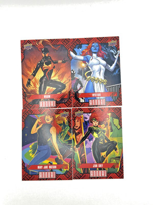 4 Card Lot   Female Marvel Characters (Mystique, Widow, MJ Watson, Jean Grey)