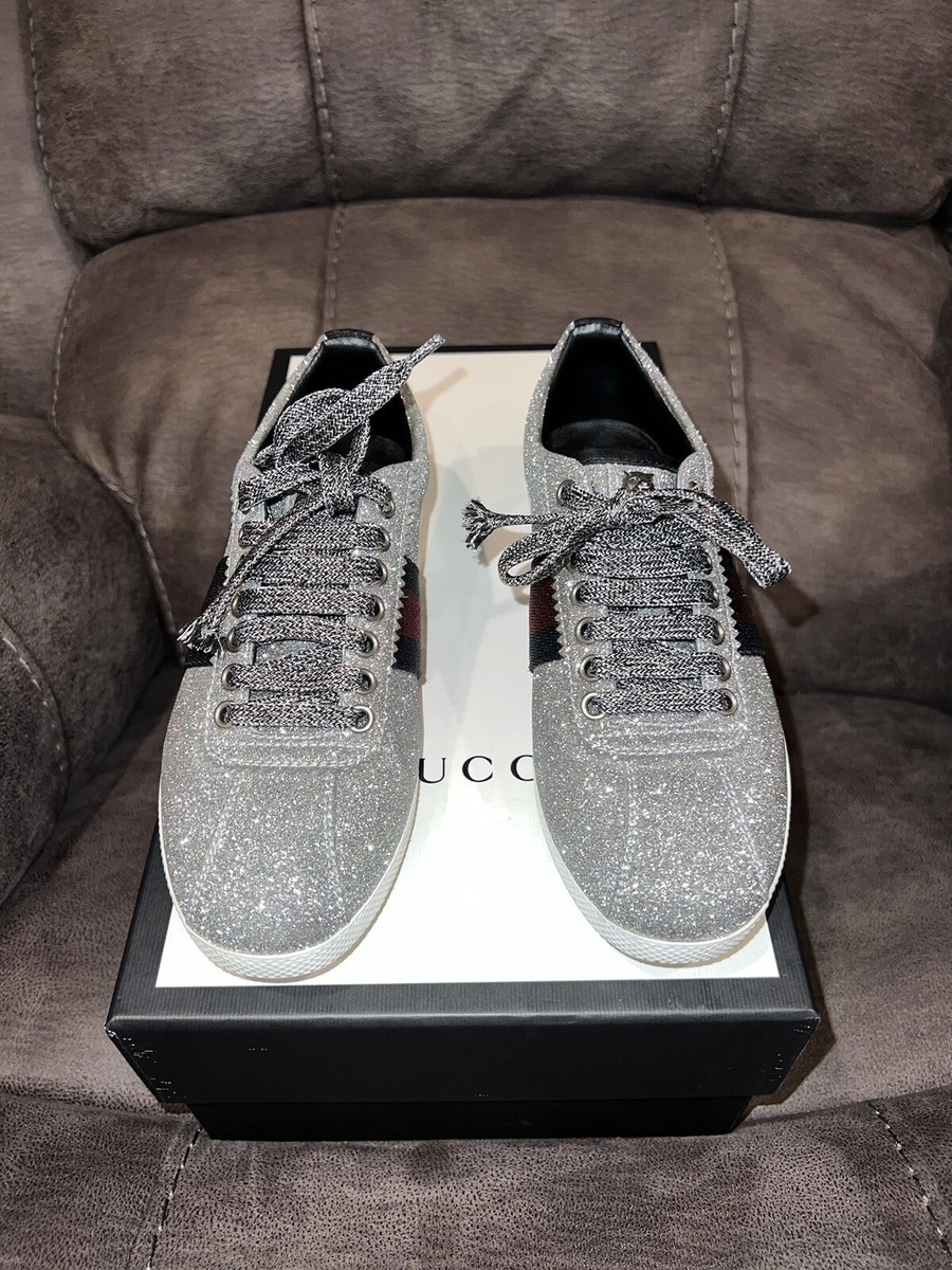 Gucci Web Glitter Sparkle Women's Sneakers Low Top Size 36