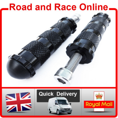 Race Foot Pegs For Rearsets 8mm Fixing Black CNC Knurled Aluminium Universal M8 | UK Race Foot Pegs For Rearsets 8mm Fixing Black CNC Knurled Aluminium Universal M8 | UK