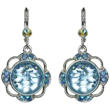 Kirks Folly Sweetheart  Goddess Seaview Moon Leverback Earrings lt sapphire