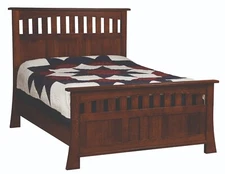 Amish Mission Arts and Crafts Bed Solid Wood Slat Headboard Grant