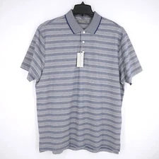 Daniel Cremieux Signature Collection Men's Polo Shirt XL Blue Striped NWT $85