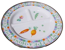 VTG MacKenzie Childs Enamelware Divided Dish Vegetable Sweet Dish for Young Kids