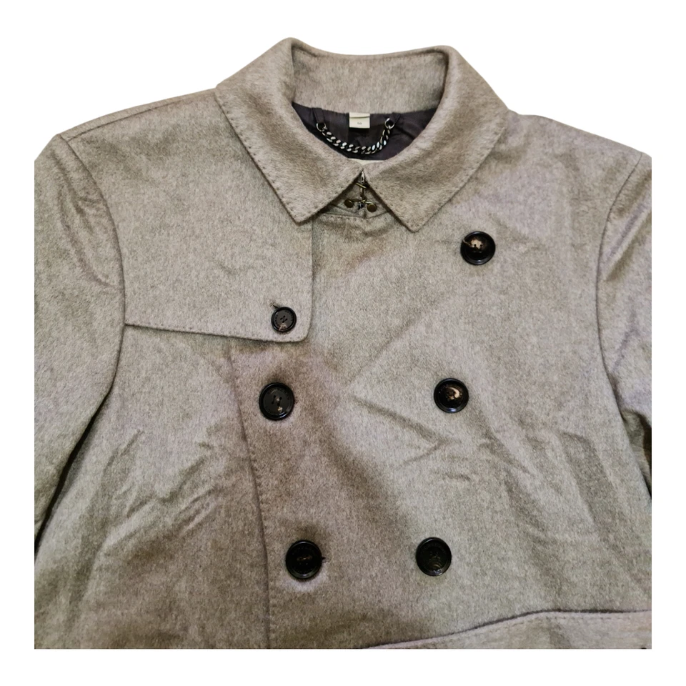 Gabardina de lujo Burberry London chaqueta abrigo cinturón gris lana talla 50 Foto 3 de 4