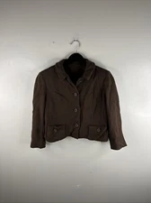True Vintage 1950s Handmacher Top Blazer Adult Medium Brown Wool Coat Women B39