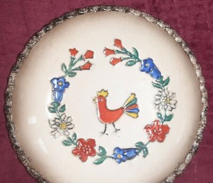RARE!   William Goebel Bowl Plate  Wall Hanging Ceramic Rooster Serrated Edge 27