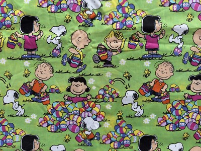 Peanuts Easter Egg Hunt Green Colorful Springs Fabric Snoopy Charlie Brown  BTHY