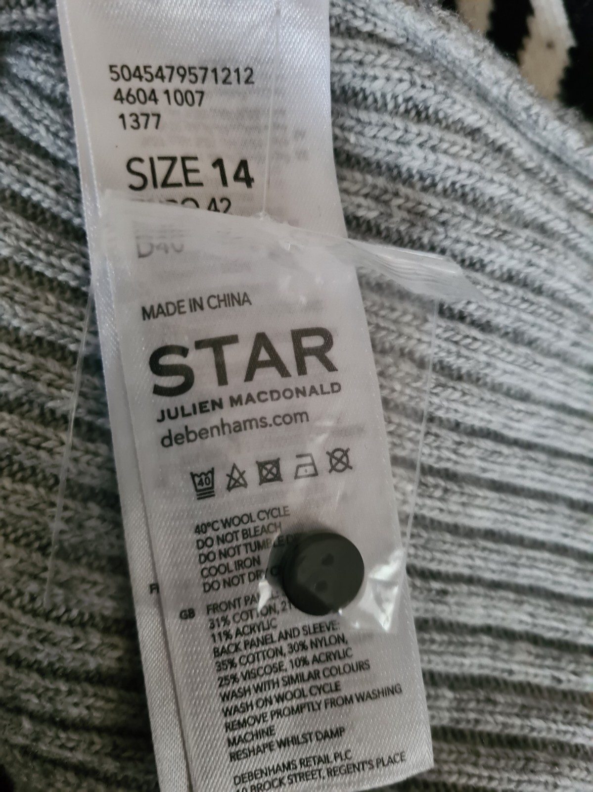 Star by Julien Macdonald Grey/mix Trim Longline style Cardigan RRP £59.00 CA1100 image 7