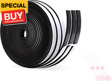 1/2 Inch Wide x 1/8 Inch Thick Single Sided Foam Tape,Black Foam Weather Strippi