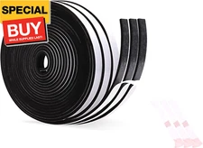1/2 Inch Wide x 1/8 Inch Thick Single Sided Foam Tape,Black Foam Weather Strippi