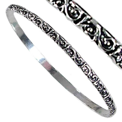 60MM SWIRLED INFUSION BANGLE BRACELET_#08-S__NICKLE FREE 925 STERLING SILVER