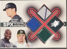 Helton Delgado Giambi 2001 SPx Winning Materials 3 Jersey Combo  #HDG MLB