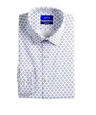 New $45.00 APT.9 Men Premier Flex Long Sleeve Slim Fit Shirt XXL 18-18 1/2 34/35
