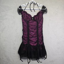 Dolls Kill Current Mood Beautifully Aware Mini Dress Womens L Pink Floral Lace