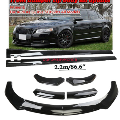 Glossy Black Front Lower Bumper Lip Splitter Spoiler For Audi A4 S4 A5 8E B6 B7