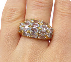 Gold Over 925 Silver  Oval Cut Faceted Aquamarine Band Ring Sz 7.5  RG3474 — photo 1