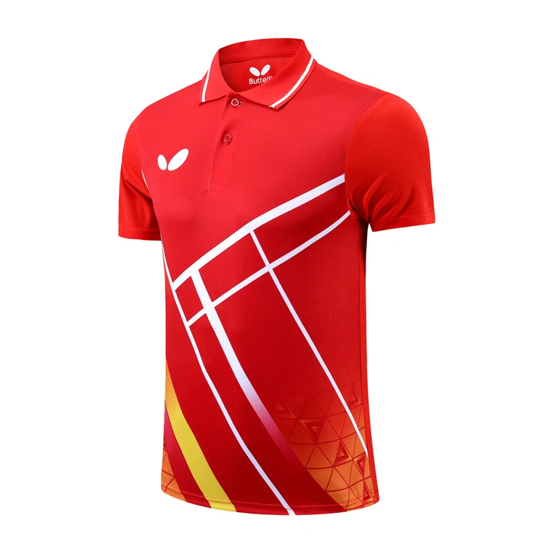 Roupas de tênis de manga curta esportivas borboleta infantil adulto roupa de badminton T - Imagem 4 de 4