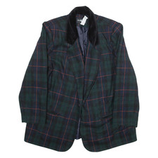 Vintage Sag Harbor Woman Womens Blazer Jacket Green Wool 90s Plaid Xl