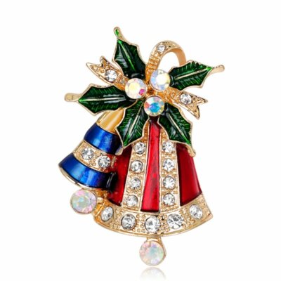 Christmas Bell Bow Enamel Crystal Rhinestone Brooch Pin Charms Xmas Jewellery  eBay