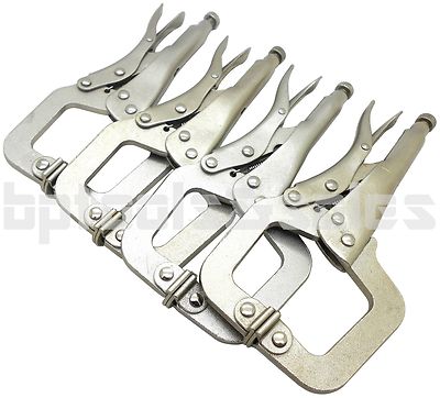4 Pack 6'' Locking C Clamp Pliers with Grip Swivel Pads Forged Vise Clamp Set