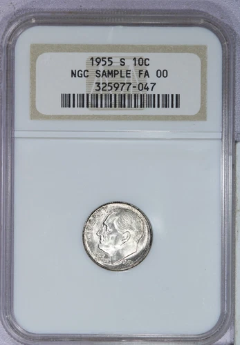 1955-S Roosevelt Dime 10C NGC Sample Old Holder
