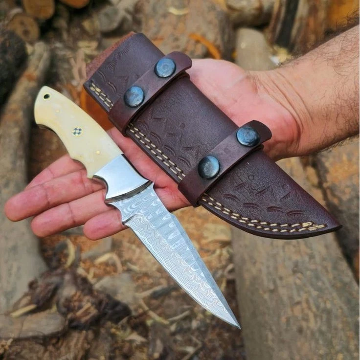 Handmade Damascus Steel Camel Bone 10" Survival, Camping, Outdoor Bushcraft Tool