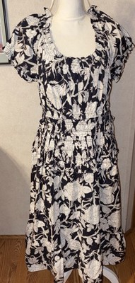 Time and Tru Women Navy Floral SS Smock Maxi Dress XL (16-18) NWT