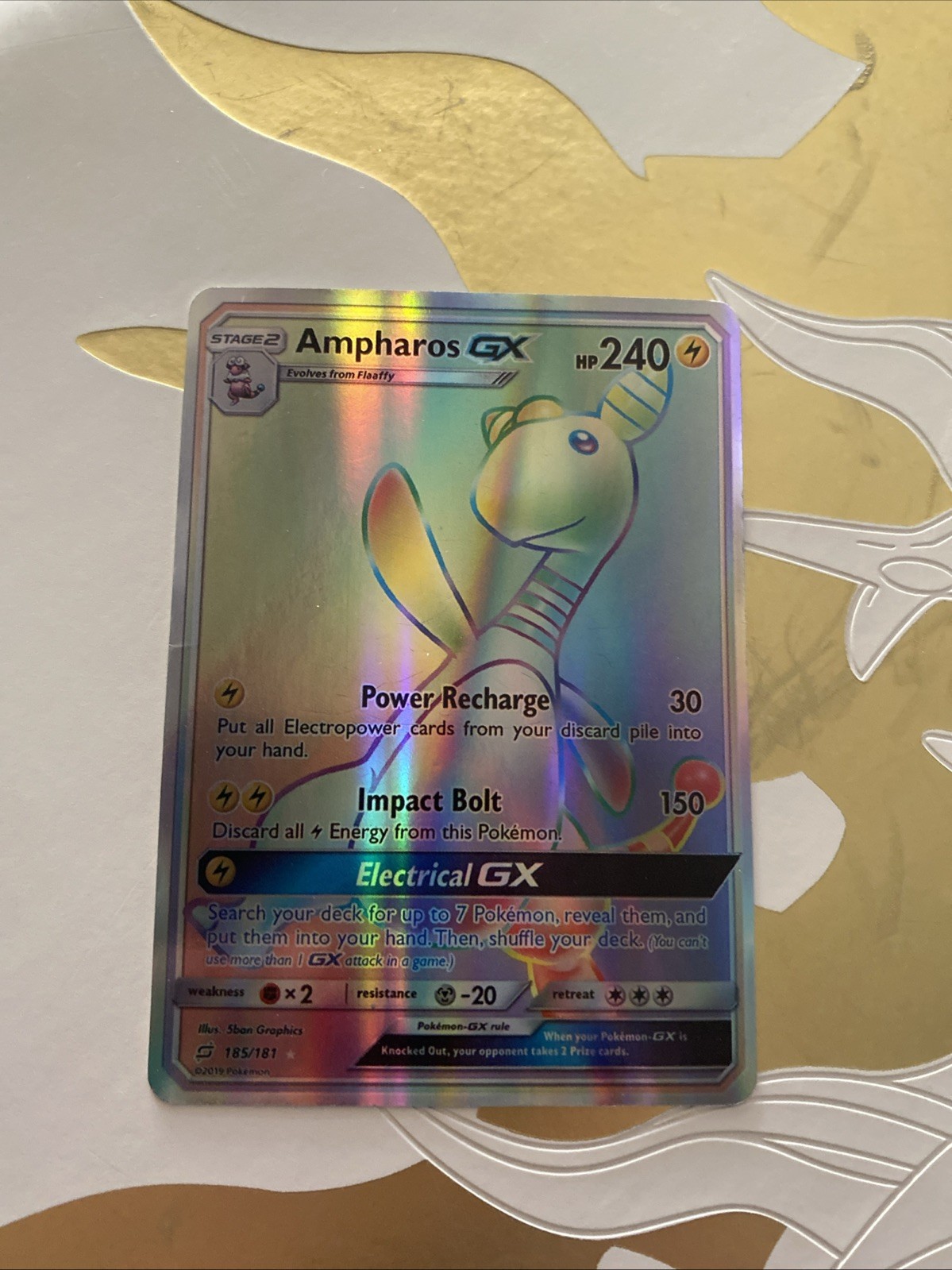 Ampharos GX - 185/181 Team Up Rainbow Pokemon - NM Secret Rare