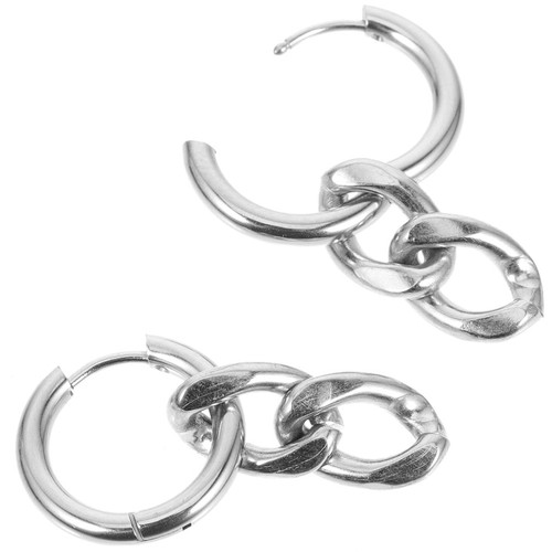 1 Pair Alloy Cuban Chain Link Earrings for Women Bohemian Punk Style - Afbeelding 12 van 12