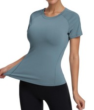 Gym Tops for Women Compression Short-Sleeve Workout Athletic Running Sports T...