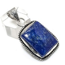Lapis Lazuli Gemstone Handmade 925 Sterling Silver Jewelry Pendant 1.77