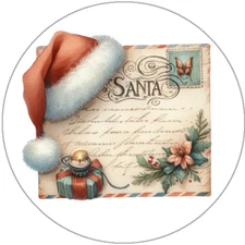 Nostalgic Christmas Santa Postcards Handmade Stickers Scrapbook Envelope Seals