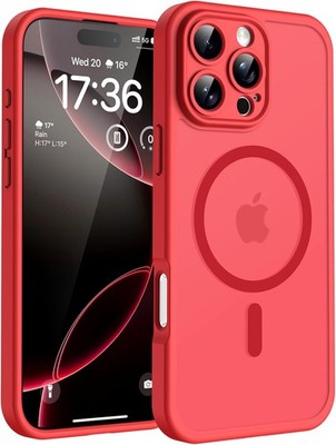 Translucent Matte Phone Case for iPhone 16 Pro Max, Full Camera Protection, Red