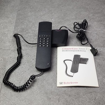 Telekom Trion 1 Telefon schnurgebunden schwarz mit Anleitung Post vintage