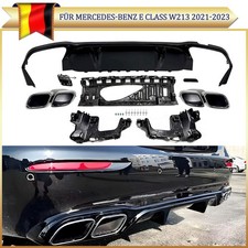 Heckdiffusor Schwarz Endrohre für Mercedes W213 E200 21-23 Sport E63 Diffusor