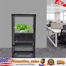 18U 4 Post Open Frame Network Server Rack Holder on Caters Adjustable 0-31.5"