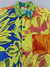 Vintage Jams World Shirt Mens Medium Multicolor Hawaiian Floral Surf USA 90s